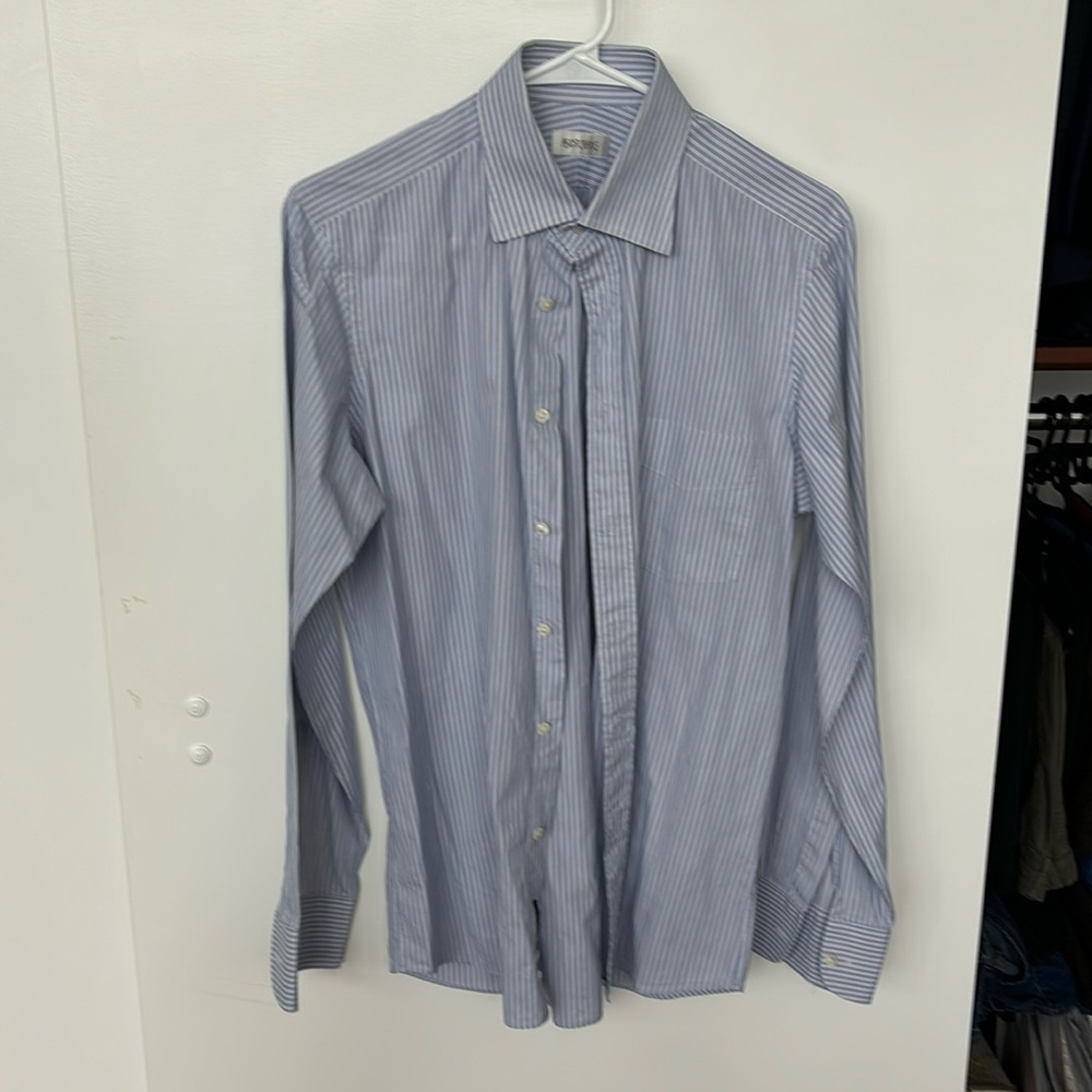 Ascot Change men’s business shirt in blue pinstripes size 15.5/ 34